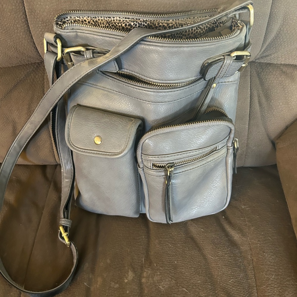 Stylish Gray Leather Women's Bag